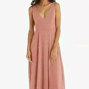 After Six V-Neck Chiffon Maxi Dress - Color: Desert Rose - Size: 6